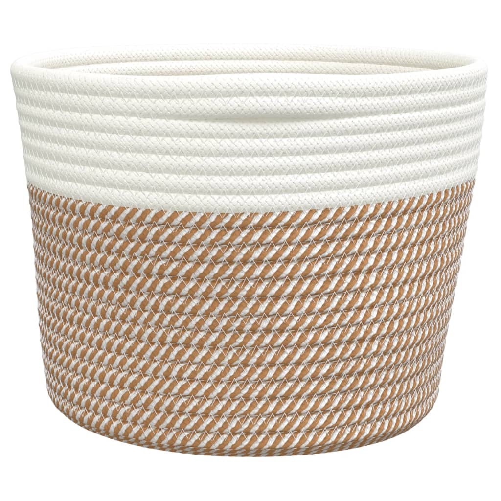 2 db barna és fehér pamut tárolókosár Ø24 x 18 cm