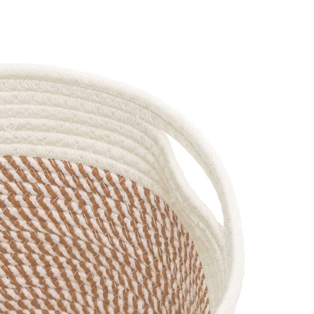 2 db barna és fehér pamut tárolókosár Ø24 x 18 cm