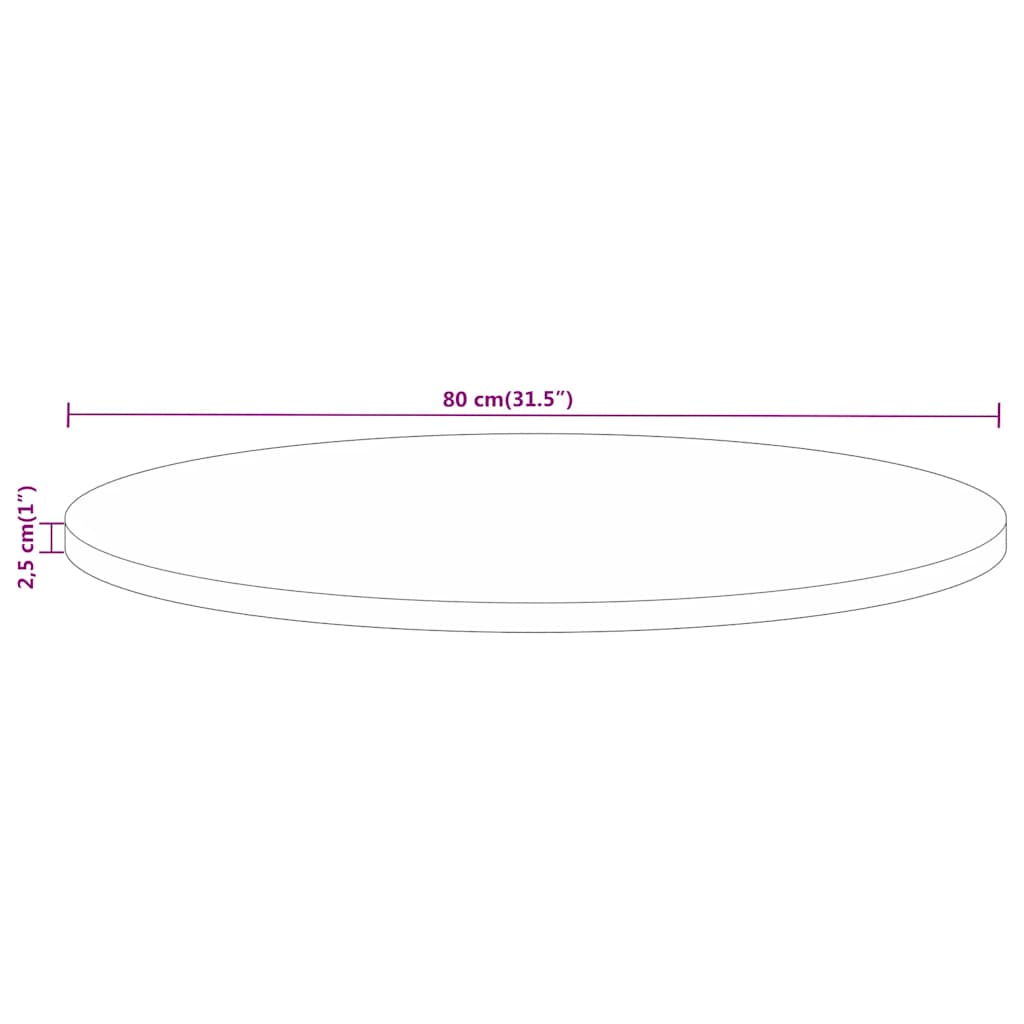 tömör nyers mangófa kerek asztallap Ø80 x 2,5 cm