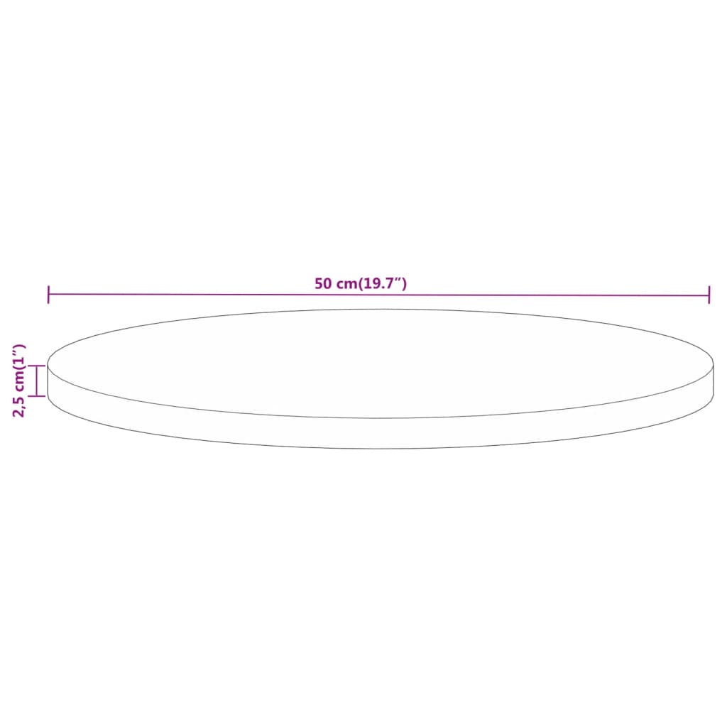 tömör mangófa kerek asztallap Ø50 x 2,5 cm