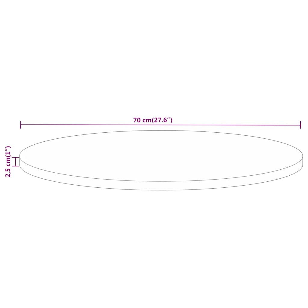 tömör mangófa kerek asztallap Ø70 x 2,5 cm