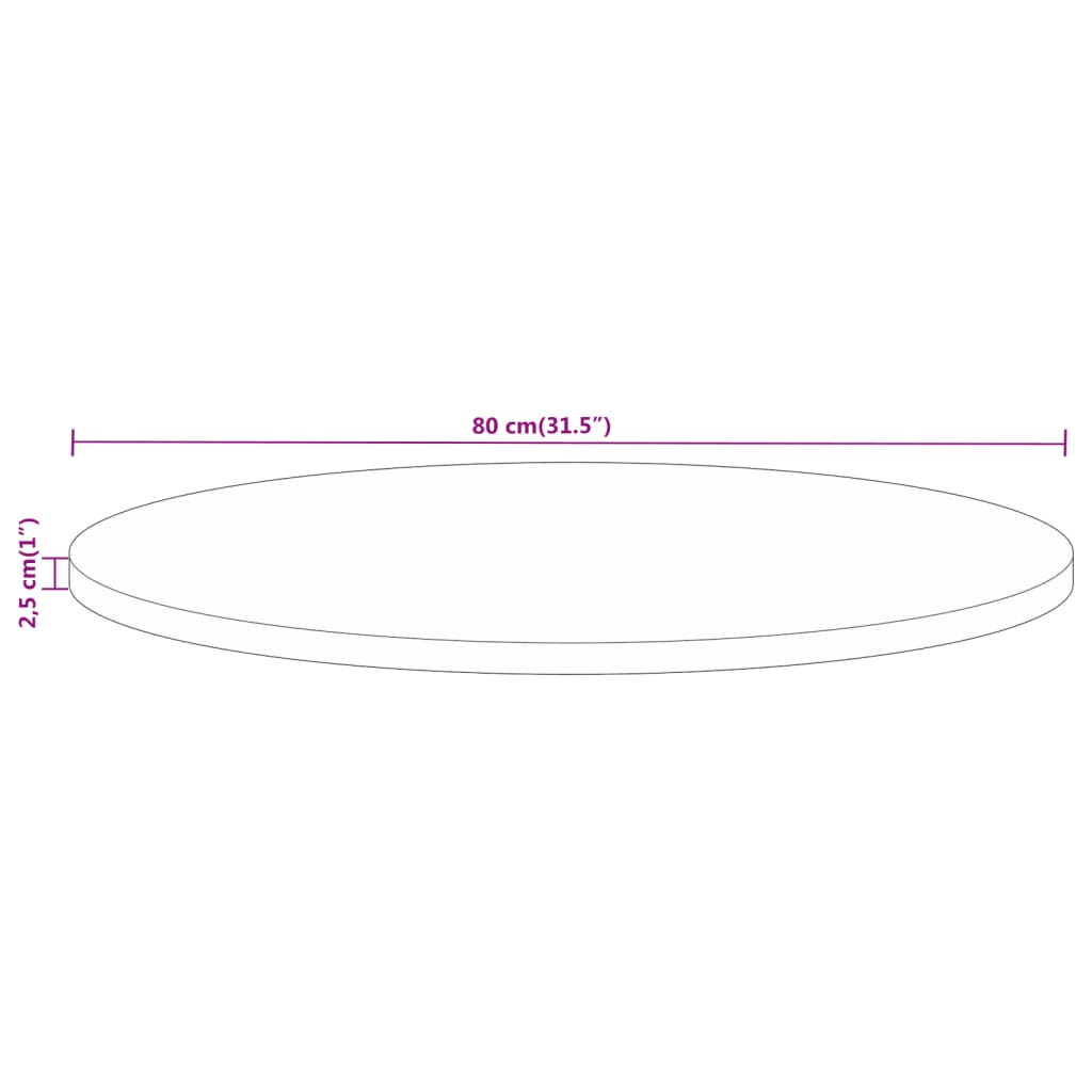 tömör mangófa kerek asztallap Ø80 x 2,5 cm