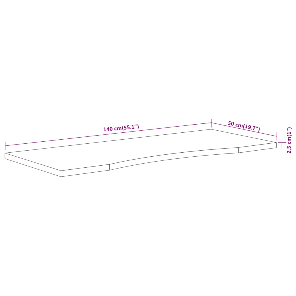 tömör akácfa téglalap alakú asztallap 140 x 50 x 2,5 cm