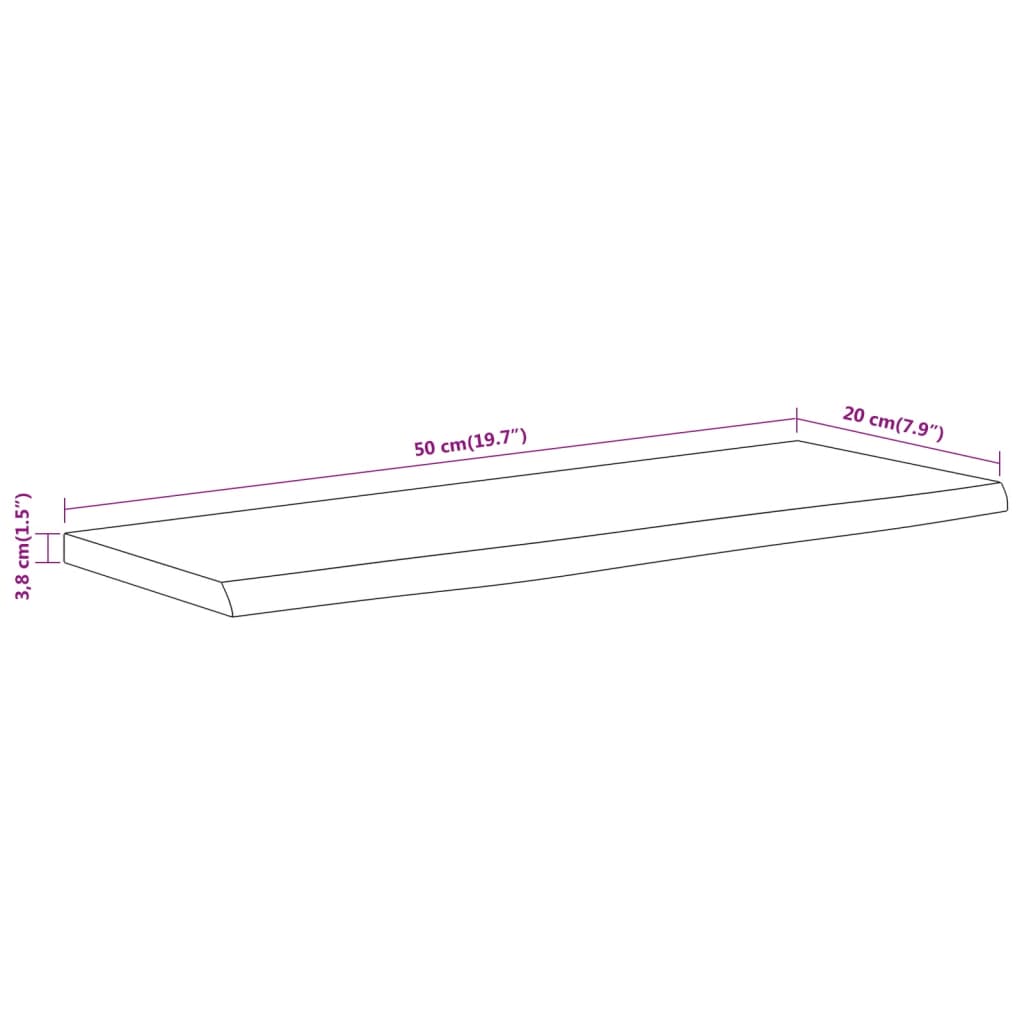 tömör akácfa téglalap alakú fali polc 50 x 20 x 3,8 cm