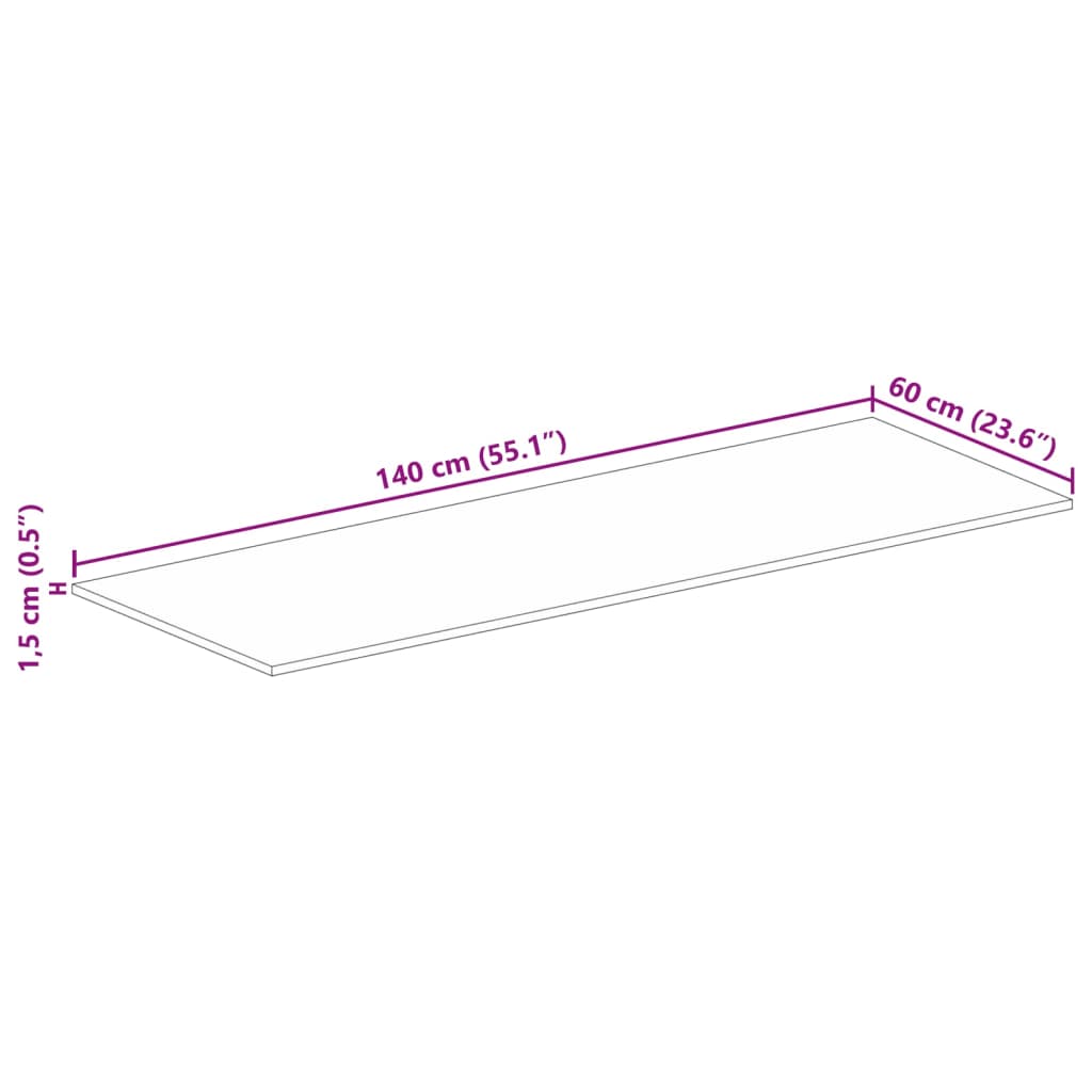 tömör újrahasznosított fa téglalap alakú asztallap 140x60x1,5cm