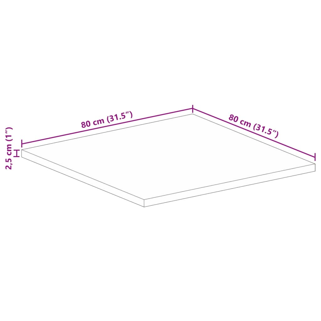 tömör újrahasznosított fa négyzet alakú asztallap 80x80x2,5 cm