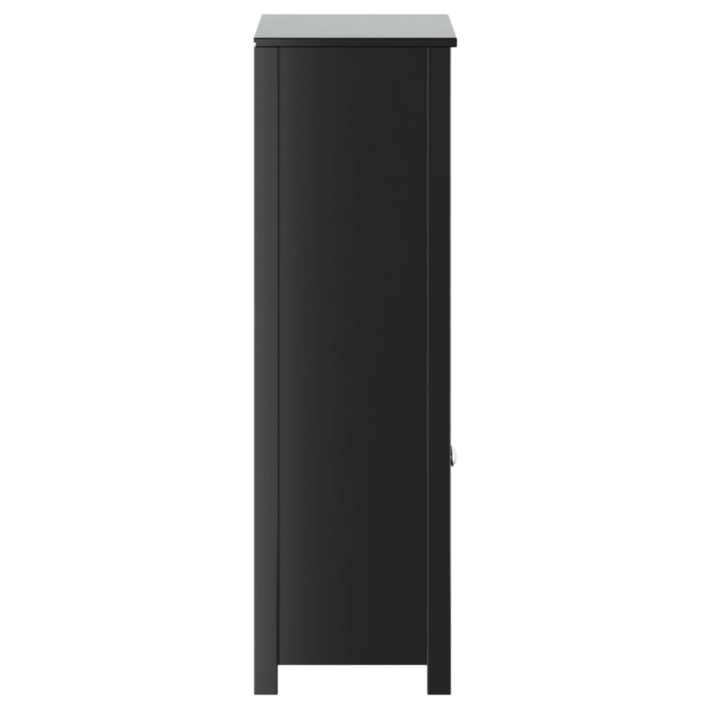 BERG fekete tömör fenyőfa fürdőszobaszekrény 69,5 x 34 x 110 cm