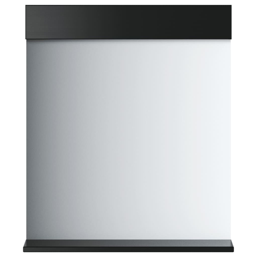 BERG fekete tömör fa fürdőszobatükör polccal 60 x 12 x 70 cm