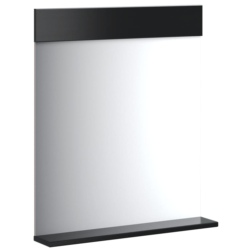 BERG fekete tömör fa fürdőszobatükör polccal 60 x 12 x 70 cm