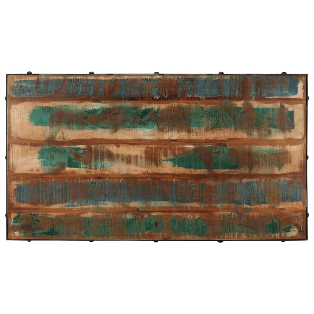 tömör újrahasznosított fa kerekes dohányzóasztal 100x55x26 cm