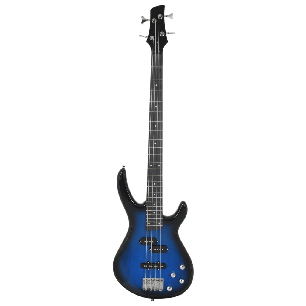 kék-fekete elektromos basszusgitár kezdőknek tokkal 4/4 46"