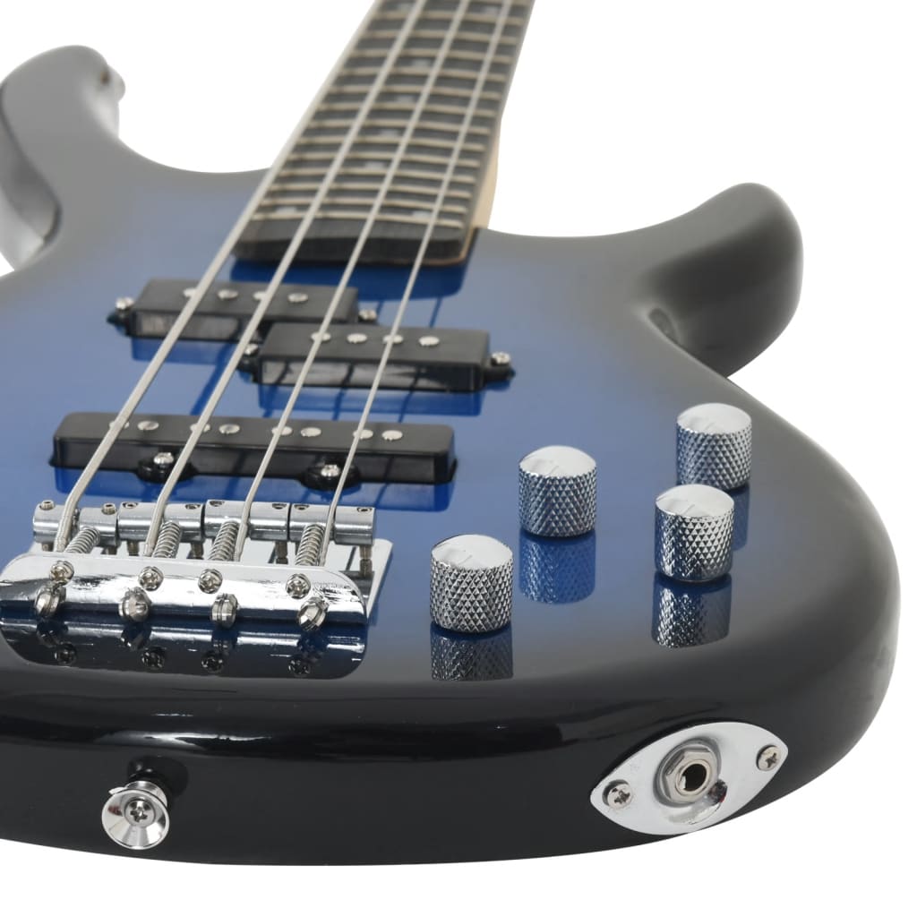 kék-fekete elektromos basszusgitár kezdőknek tokkal 4/4 46"