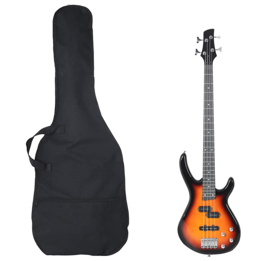barna-fekete elektromos basszusgitár kezdőknek tokkal 4/4 46"