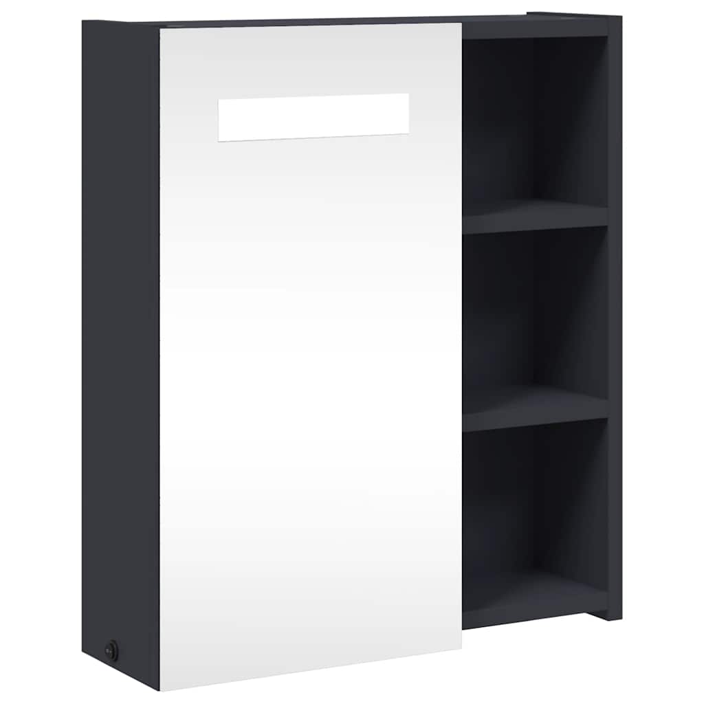 szürke tükrös fürdőszobaszekrény LED-del 45 x 13 x 52 cm