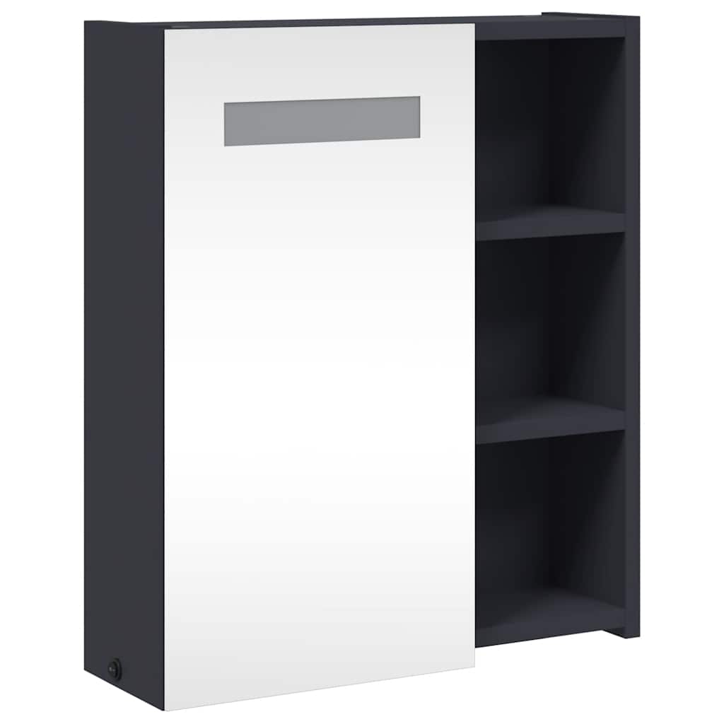 szürke tükrös fürdőszobaszekrény LED-del 45 x 13 x 52 cm