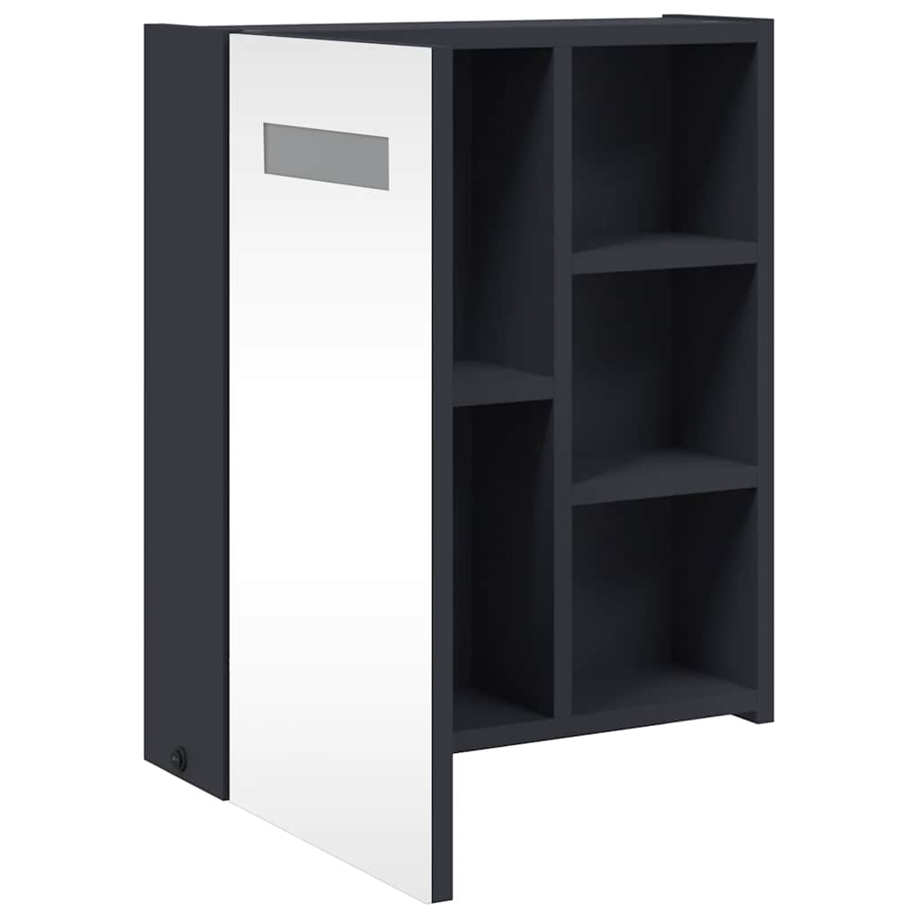 szürke tükrös fürdőszobaszekrény LED-del 45 x 13 x 52 cm