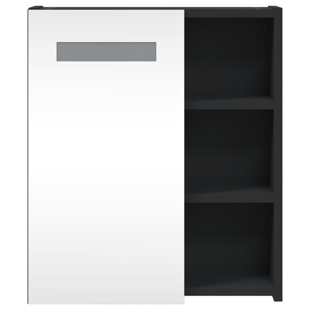 fekete tükrös fürdőszobaszekrény LED-del 45 x 13 x 52 cm