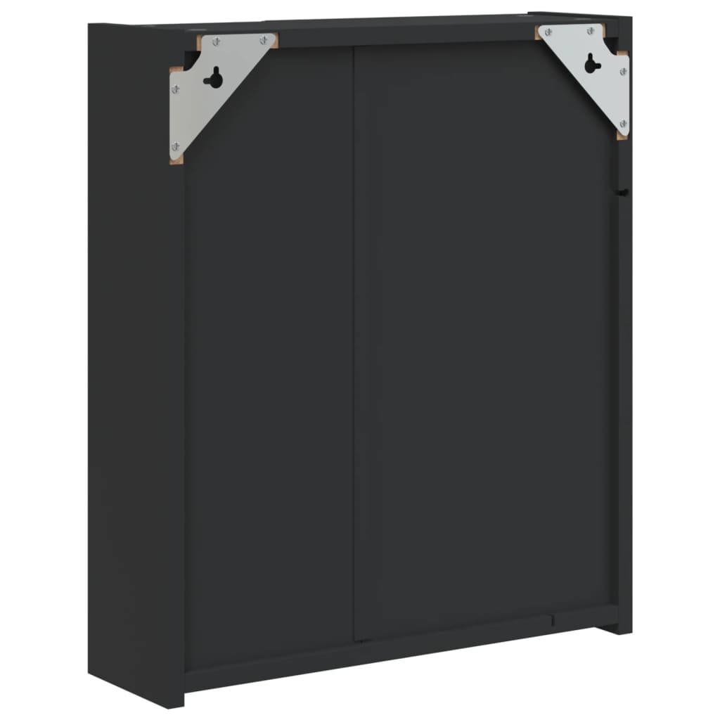 fekete tükrös fürdőszobaszekrény LED-del 45 x 13 x 52 cm