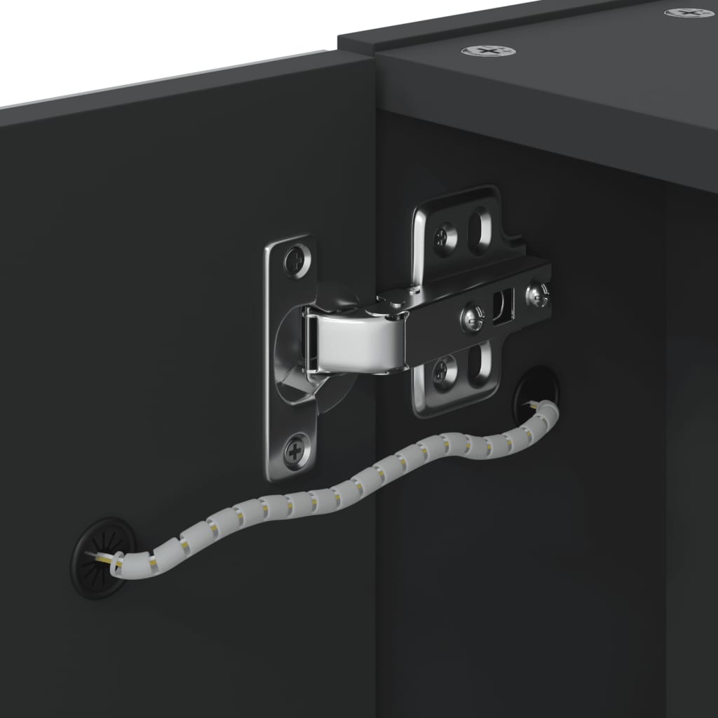 fekete tükrös fürdőszobaszekrény LED-del 45 x 13 x 52 cm