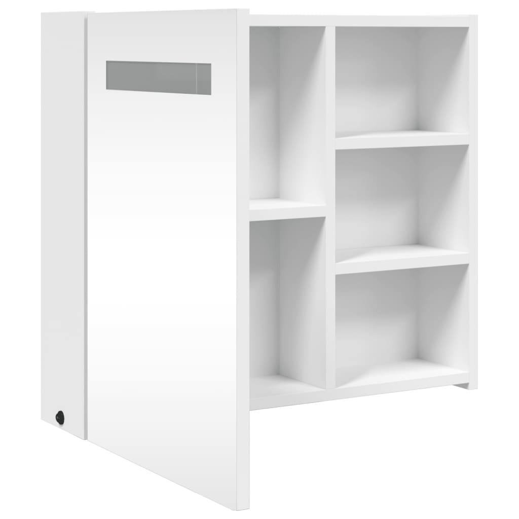 fehér tükrös fürdőszobaszekrény LED-del 60 x 13 x 52 cm
