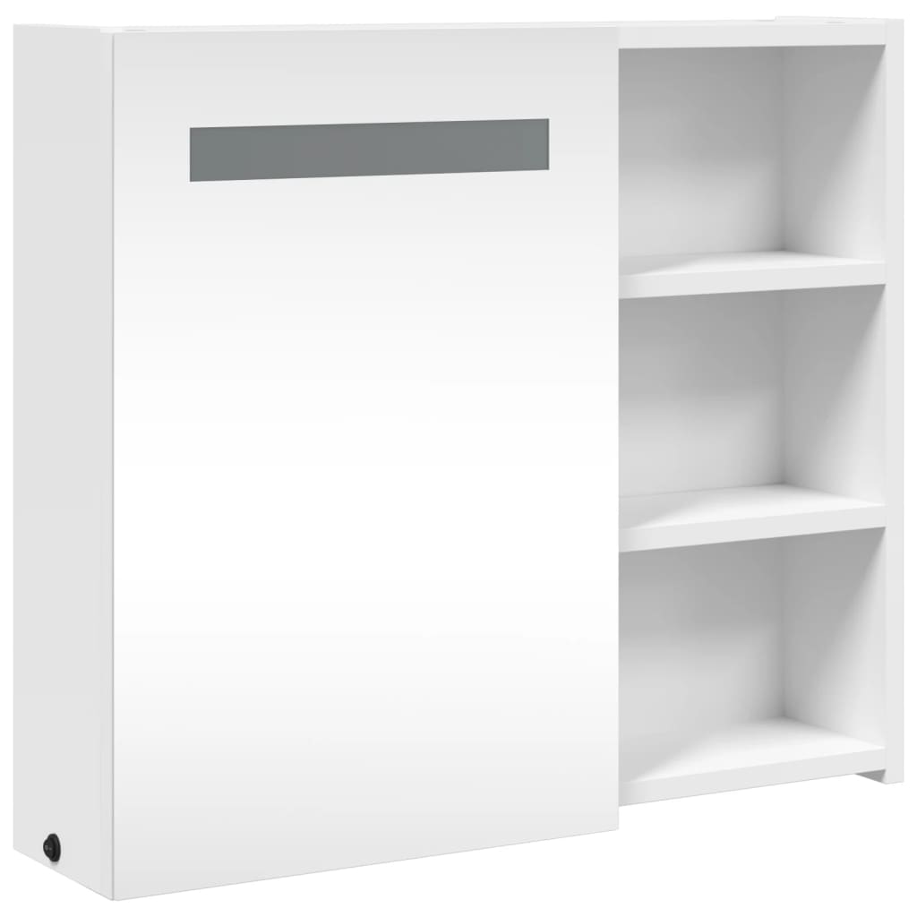 fehér tükrös fürdőszobaszekrény LED-del 60 x 13 x 52 cm