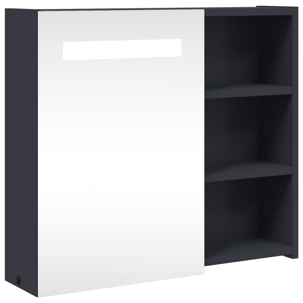 szürke tükrös fürdőszobaszekrény LED-del 60 x 13 x 52 cm