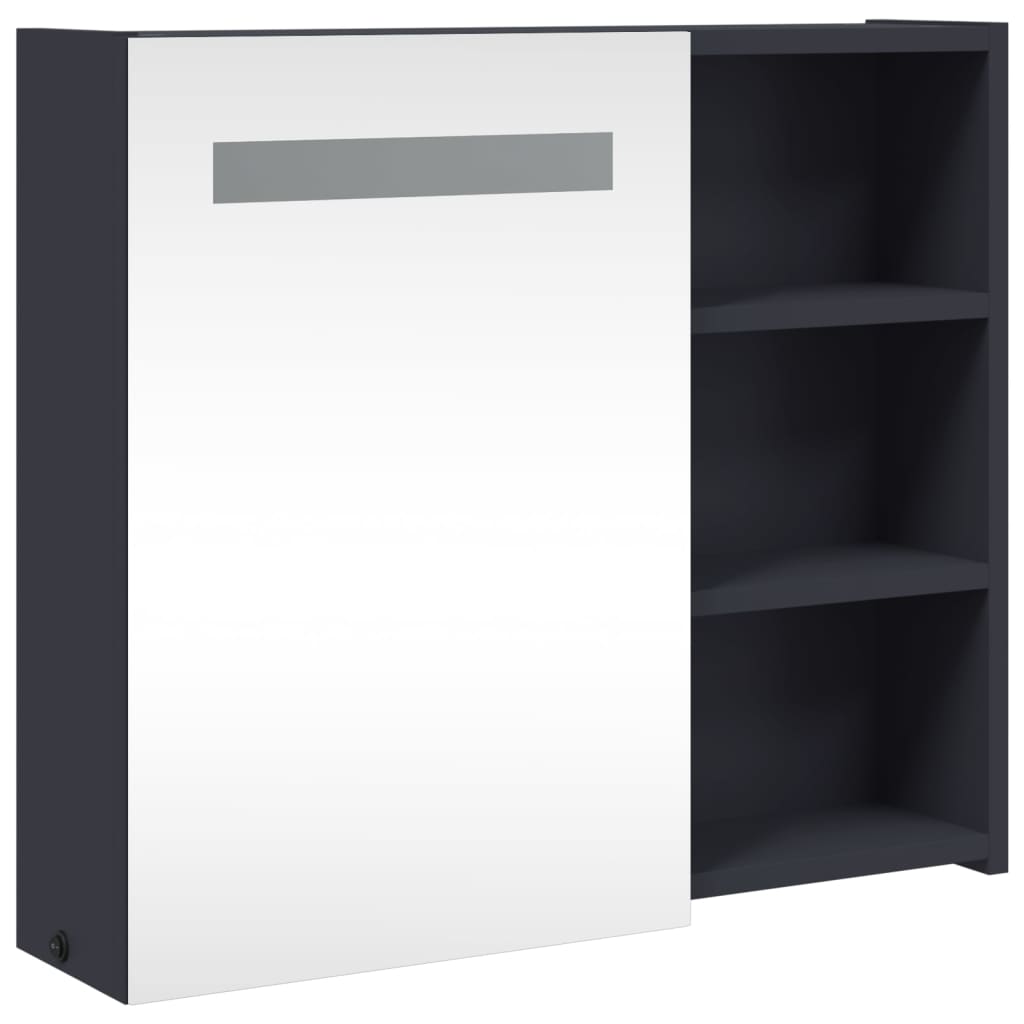 szürke tükrös fürdőszobaszekrény LED-del 60 x 13 x 52 cm