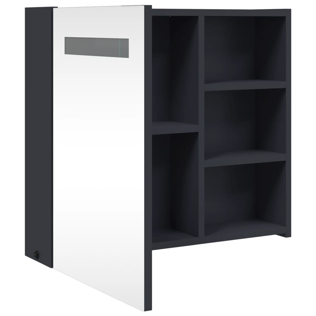 szürke tükrös fürdőszobaszekrény LED-del 60 x 13 x 52 cm