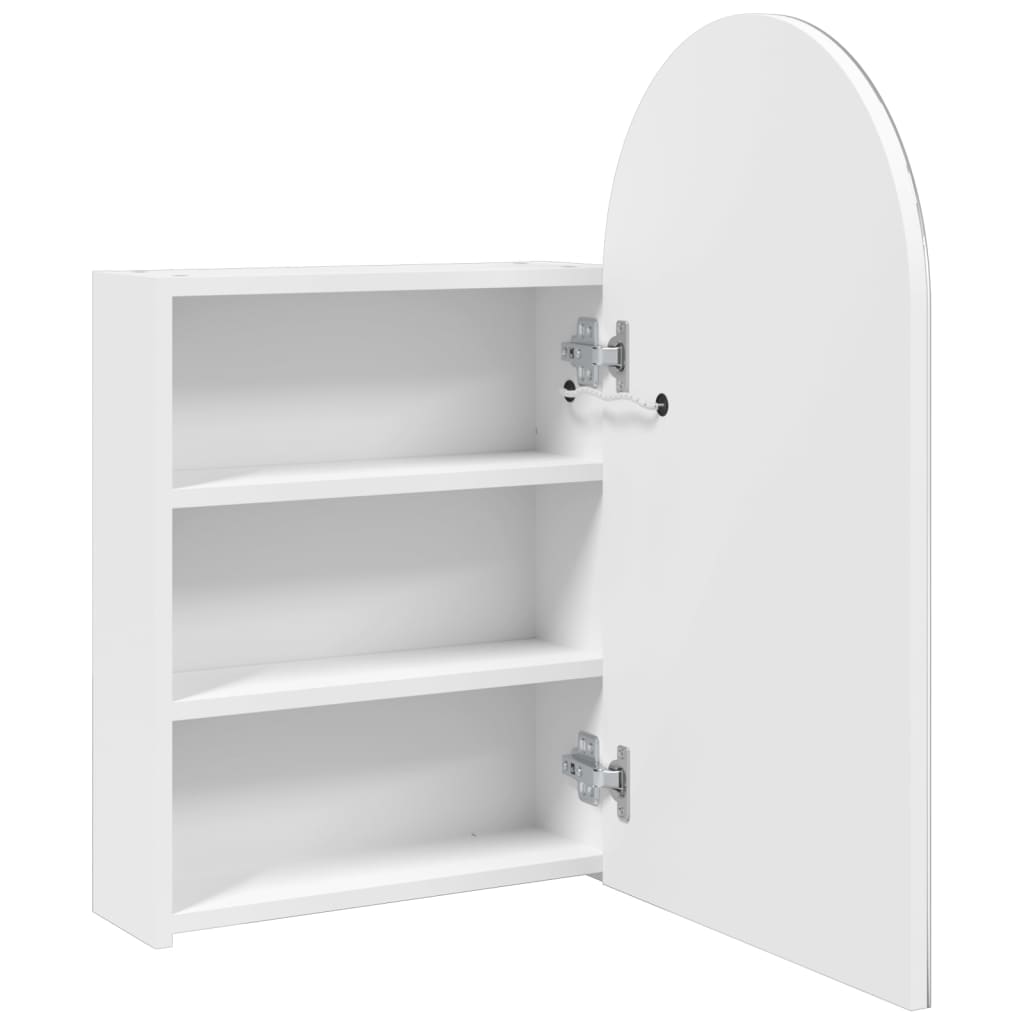 fehér ívelt tükrös fürdőszobaszekrény LED-del 42 x 13 x 70 cm