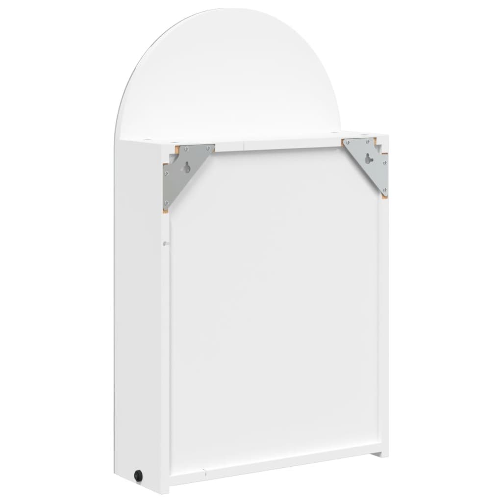 fehér ívelt tükrös fürdőszobaszekrény LED-del 42 x 13 x 70 cm
