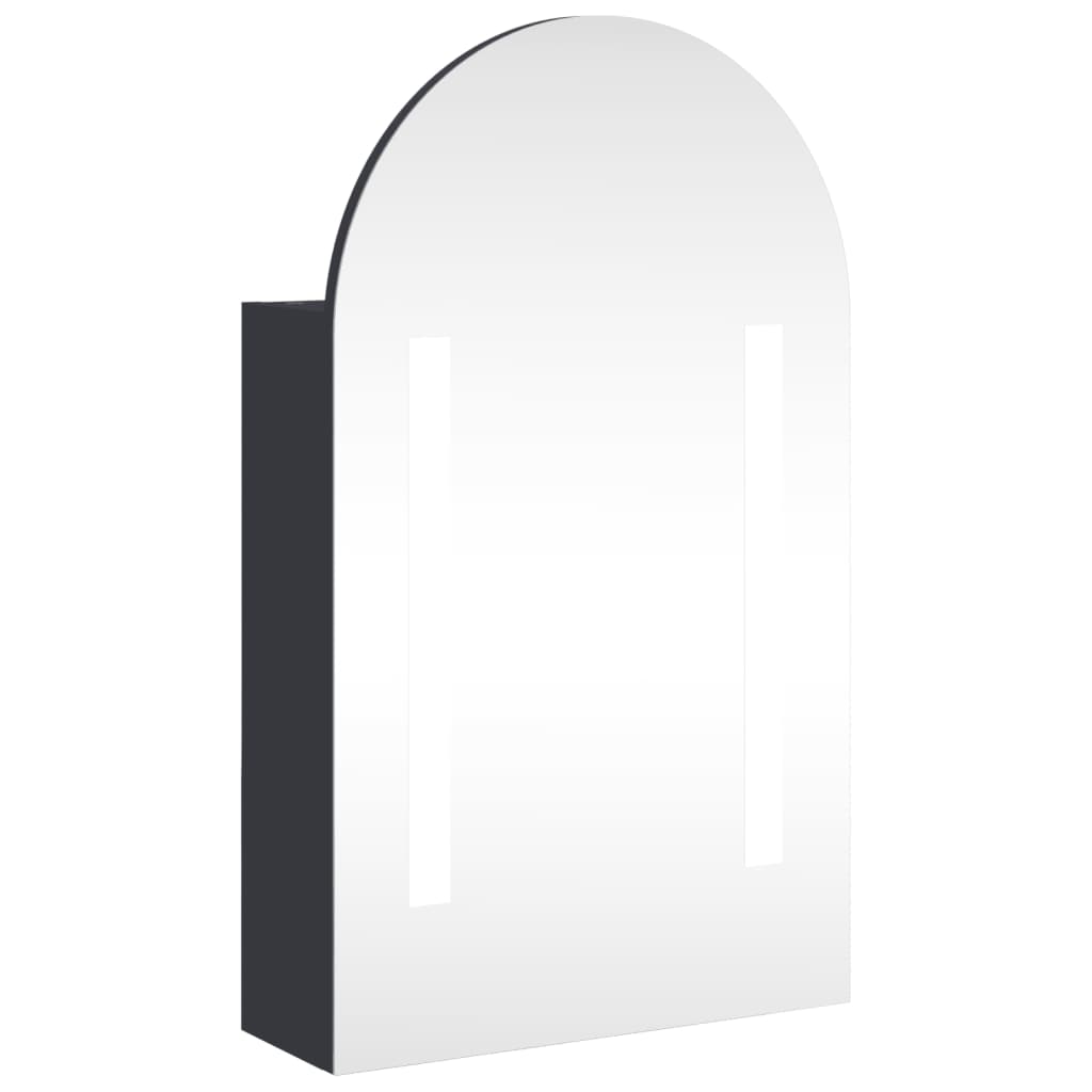 szürke ívelt tükrös fürdőszobaszekrény LED-del 42 x 13 x 70 cm