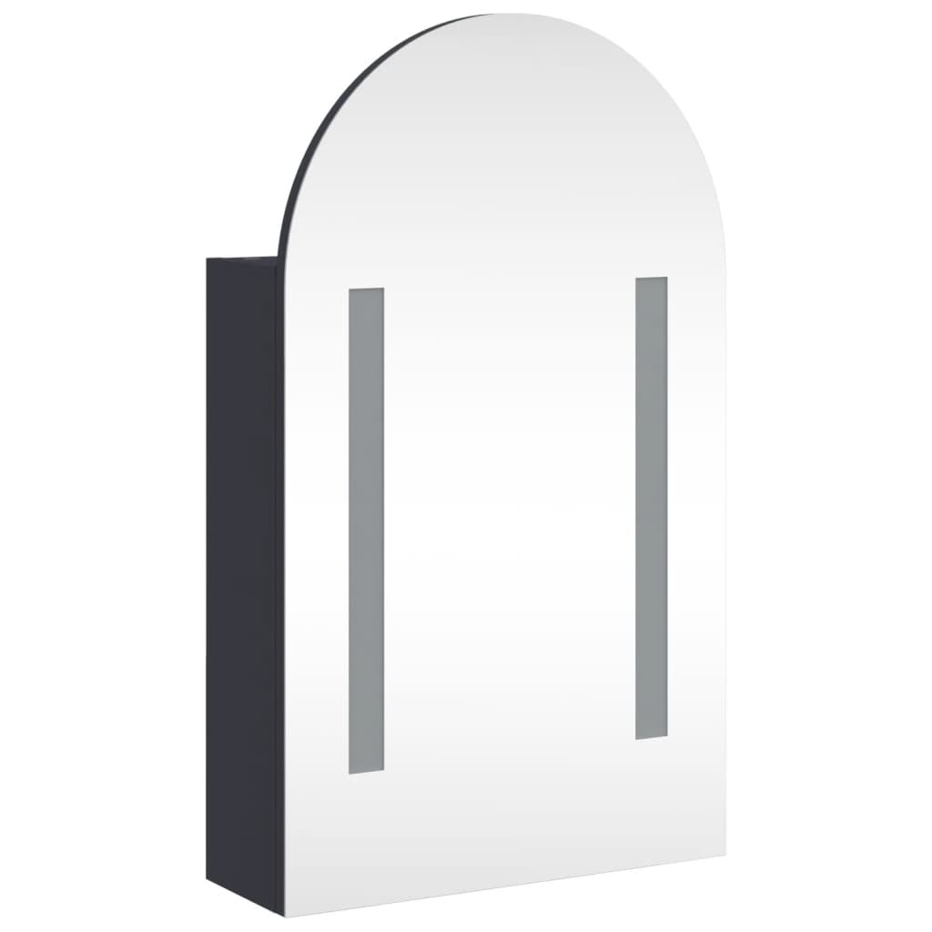 szürke ívelt tükrös fürdőszobaszekrény LED-del 42 x 13 x 70 cm