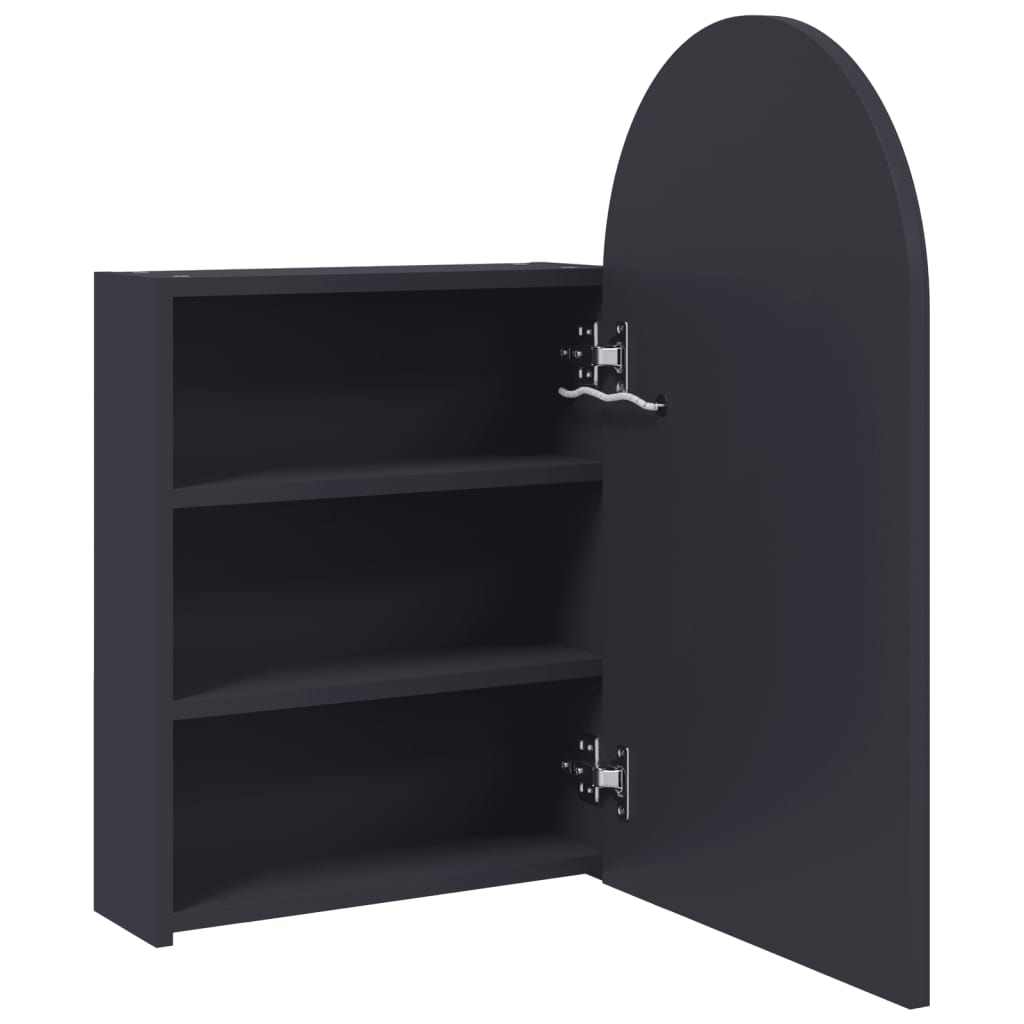 szürke ívelt tükrös fürdőszobaszekrény LED-del 42 x 13 x 70 cm
