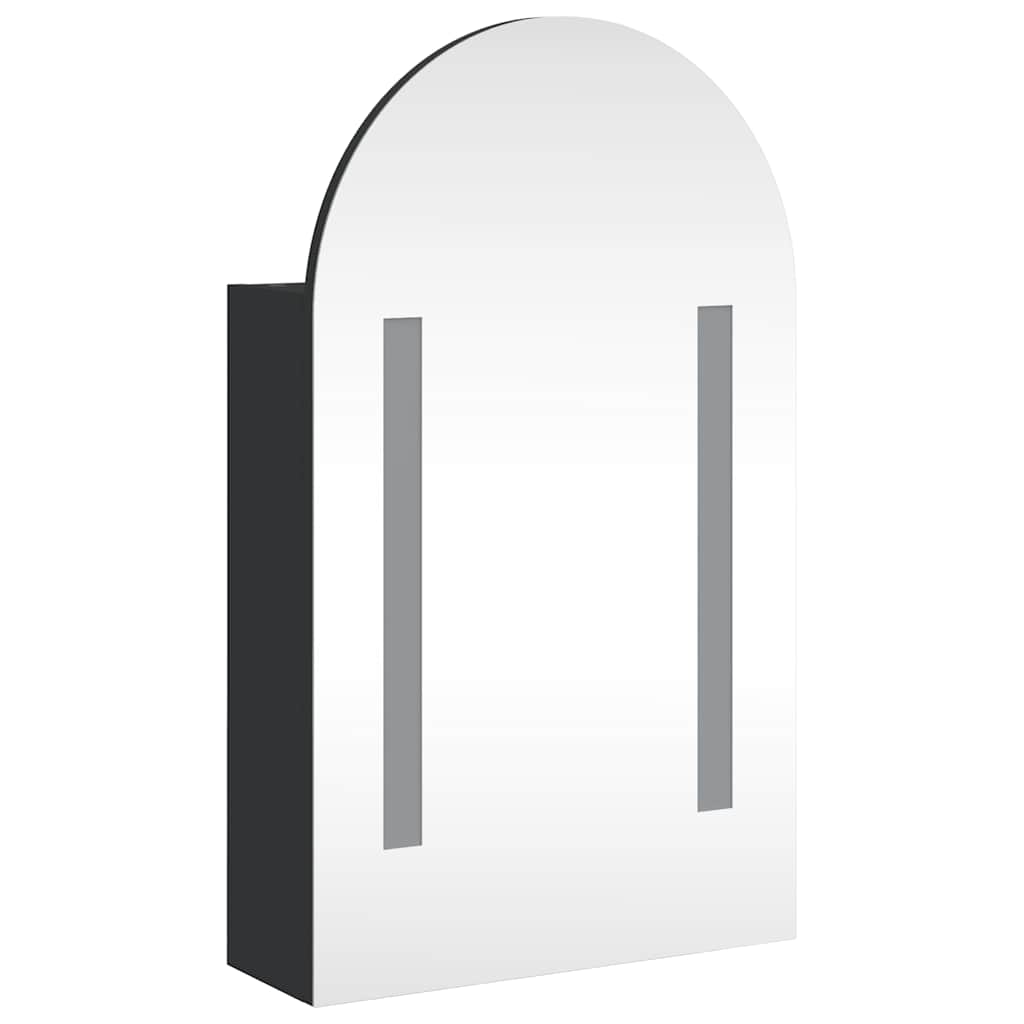 fekete ívelt tükrös fürdőszobaszekrény LED-del 42 x 13 x 70 cm