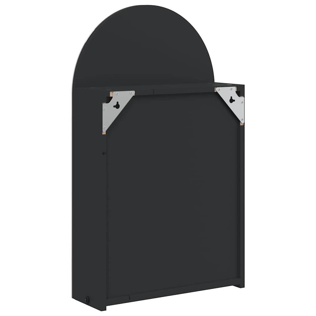 fekete ívelt tükrös fürdőszobaszekrény LED-del 42 x 13 x 70 cm