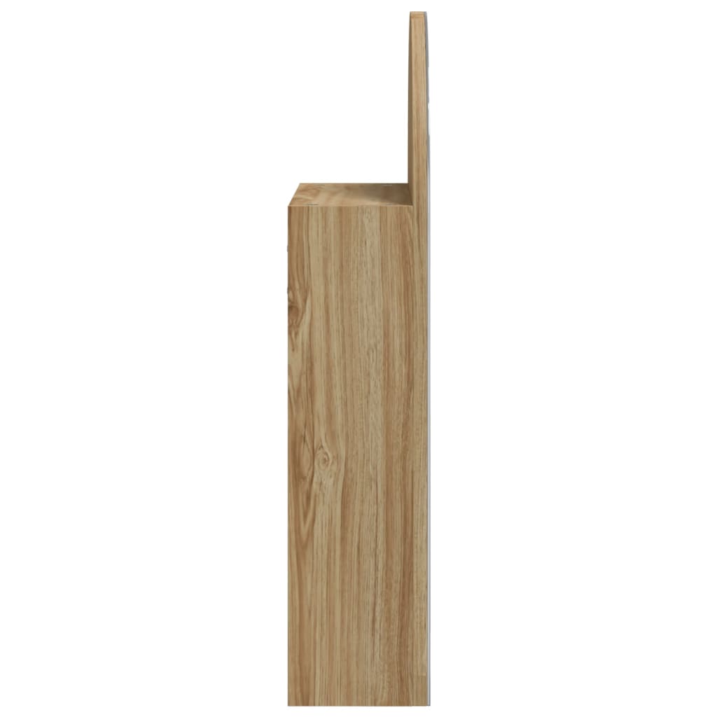 tölgyszínű fürdőszobai ívelt tükörszekrény LED-del 42x13x70 cm