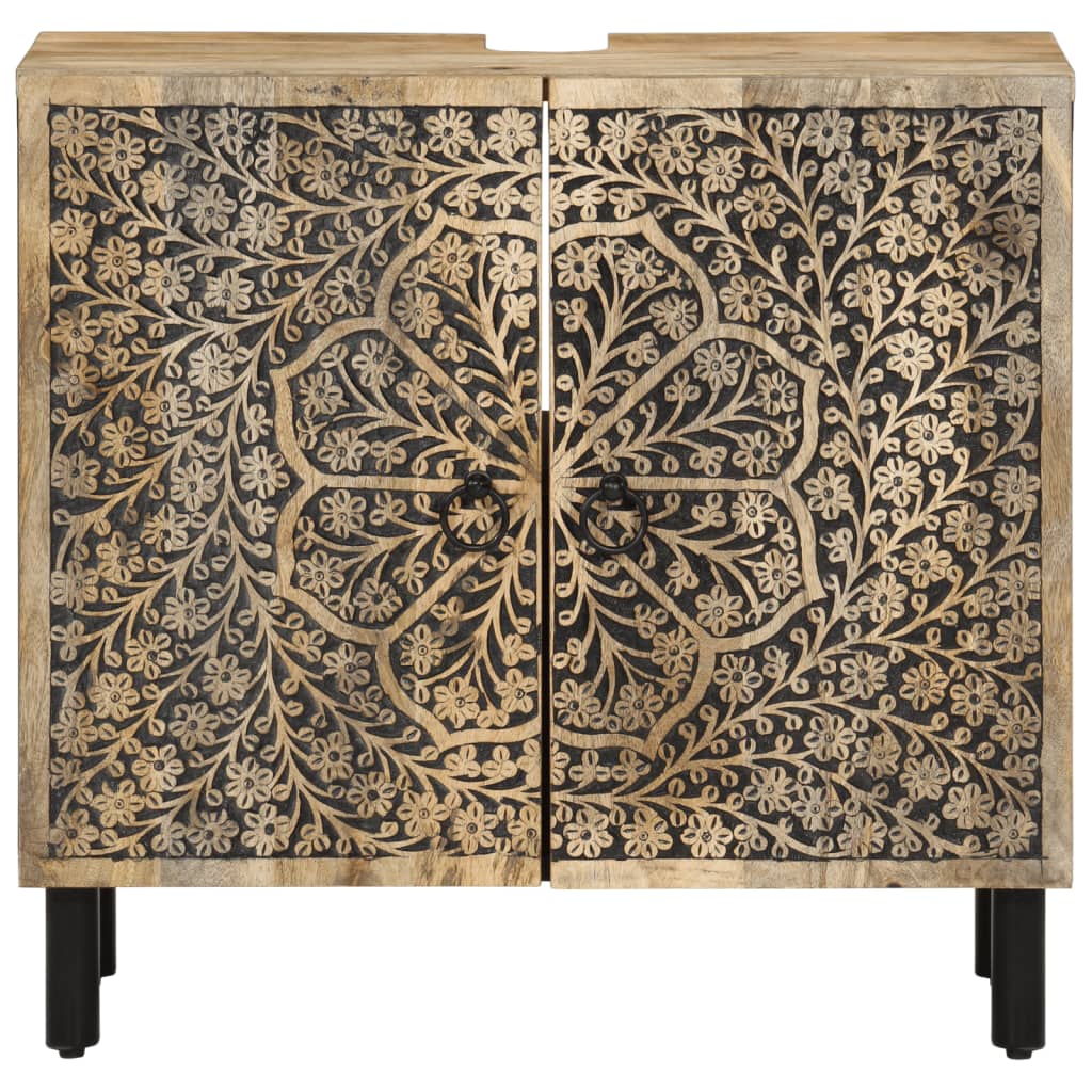 tömör mangófa fürdőszobai mosdószekrény 62 x 33 x 58 cm