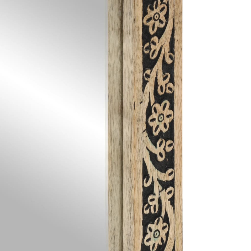 tömör mangófa és üveg fürdőszobatükör 50 x 70 x 2,5 cm