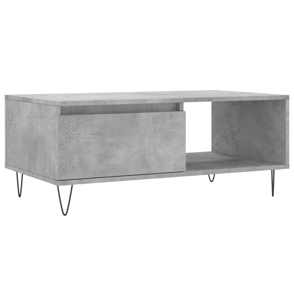 betonszürke szerelt fa dohányzóasztal 90x50x36,5 cm