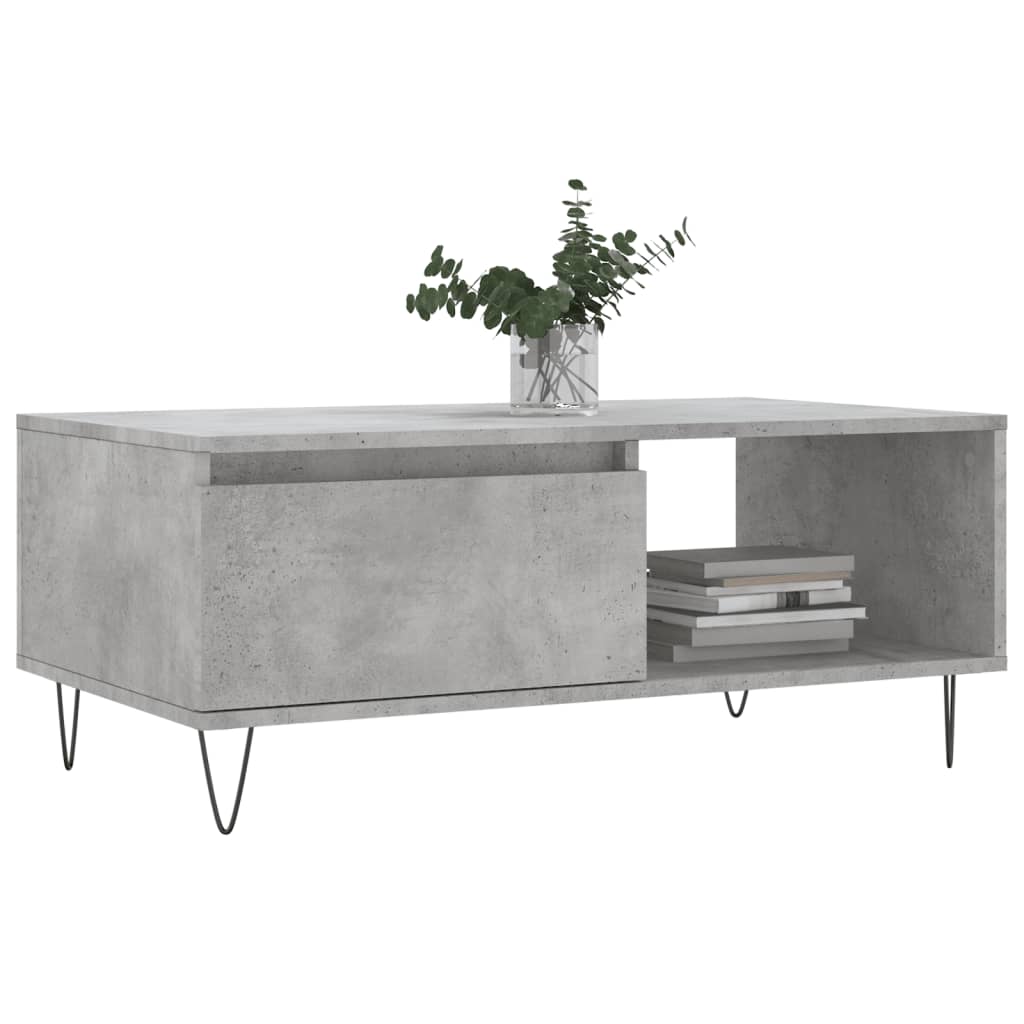 betonszürke szerelt fa dohányzóasztal 90x50x36,5 cm