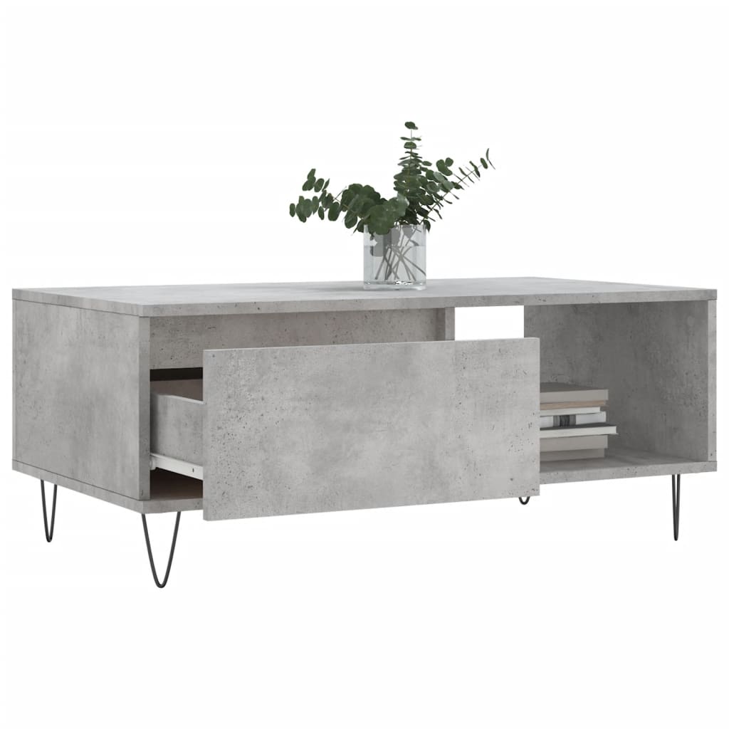 betonszürke szerelt fa dohányzóasztal 90x50x36,5 cm