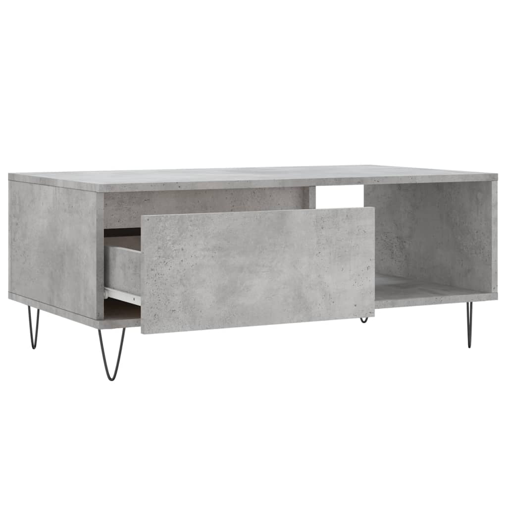 betonszürke szerelt fa dohányzóasztal 90x50x36,5 cm