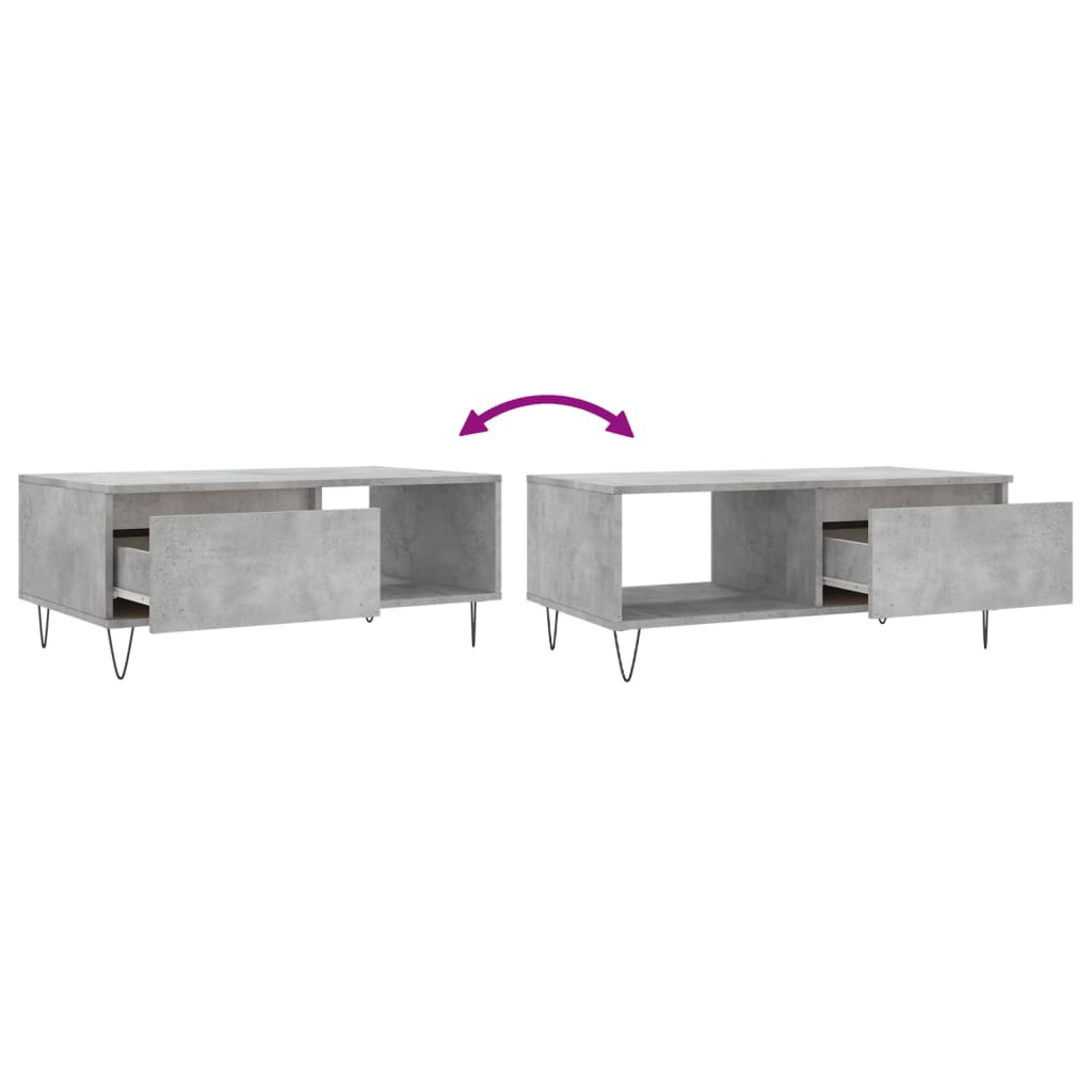 betonszürke szerelt fa dohányzóasztal 90x50x36,5 cm