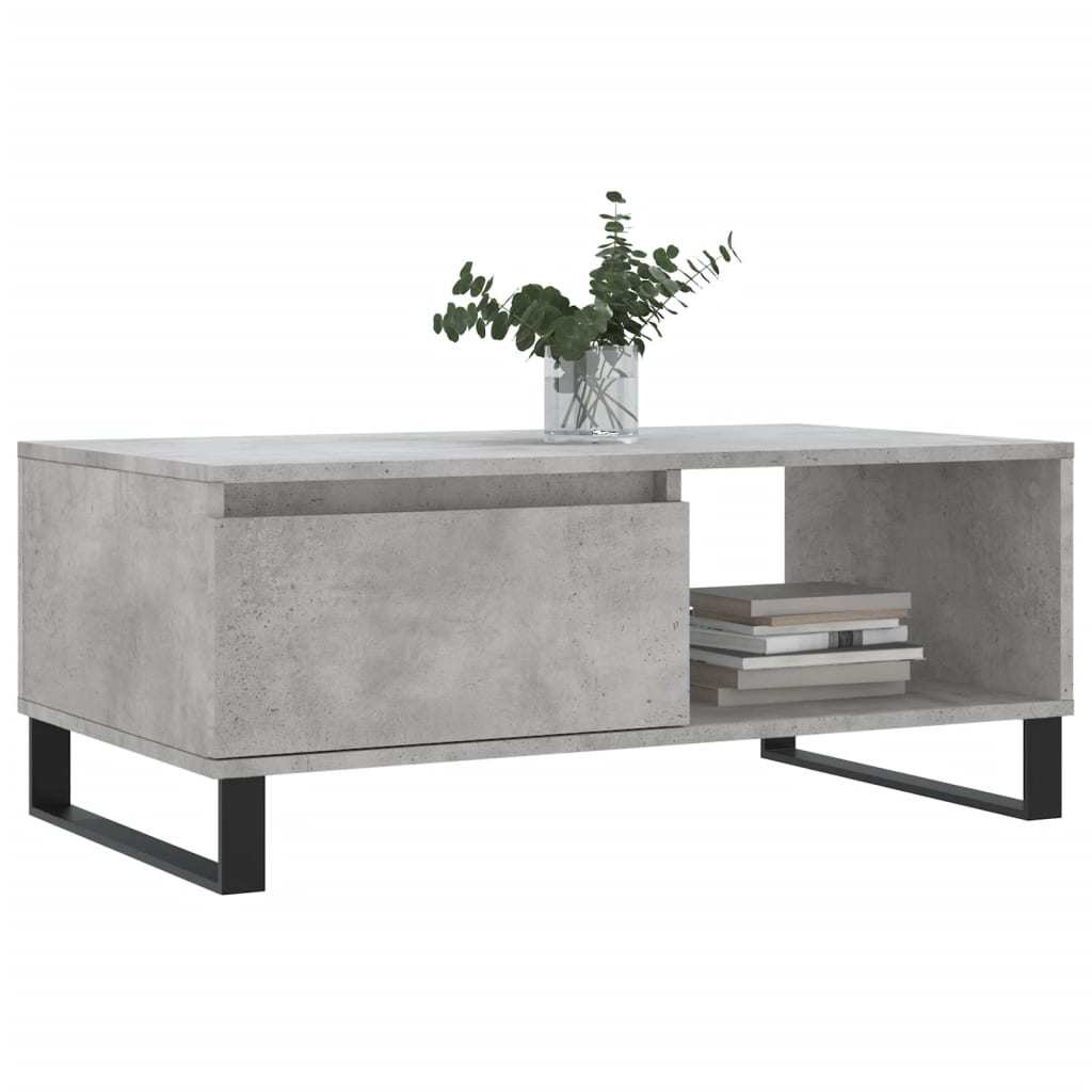 betonszürke szerelt fa dohányzóasztal 90x50x36,5 cm