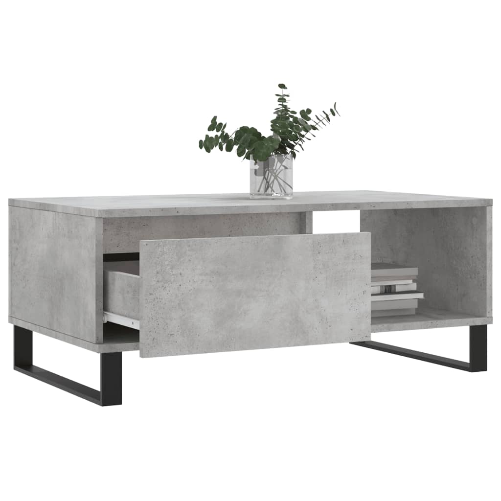betonszürke szerelt fa dohányzóasztal 90x50x36,5 cm
