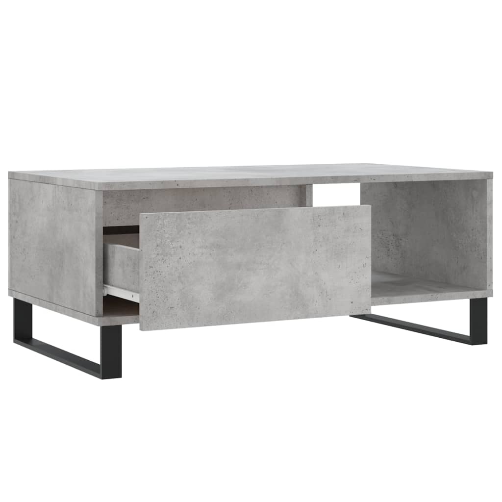 betonszürke szerelt fa dohányzóasztal 90x50x36,5 cm