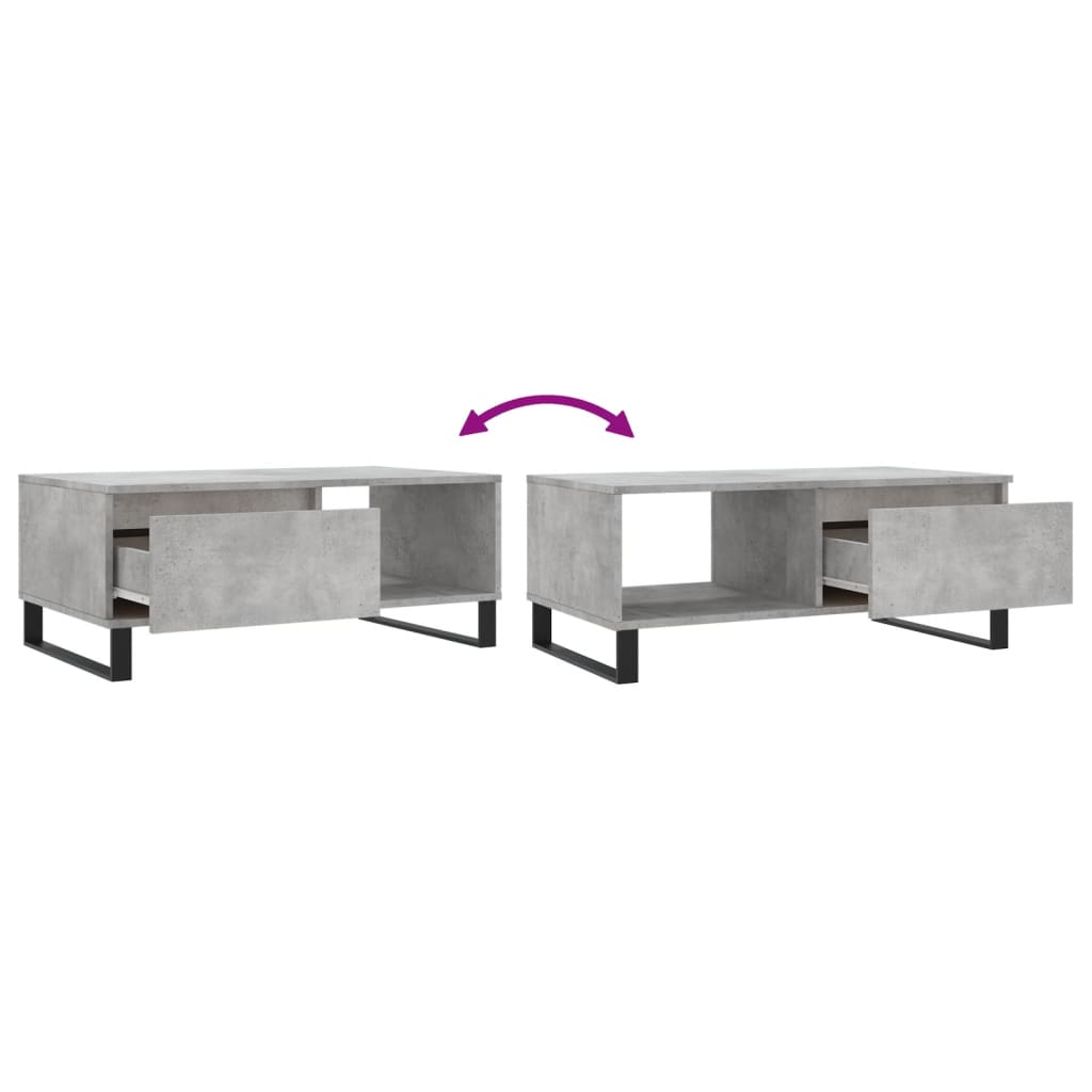 betonszürke szerelt fa dohányzóasztal 90x50x36,5 cm