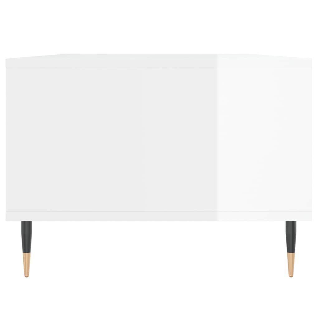 magasfényű fehér szerelt fa dohányzóasztal 90 x 50 x 36,5 cm