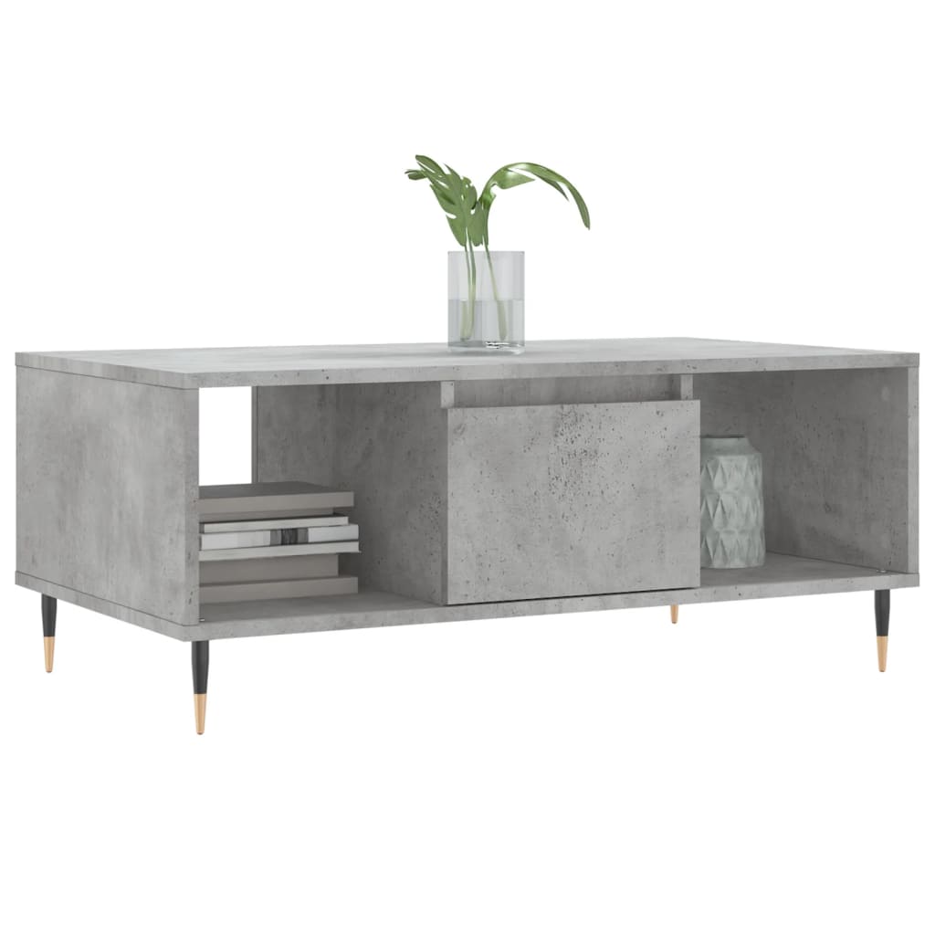 betonszürke szerelt fa dohányzóasztal 90x50x36,5 cm