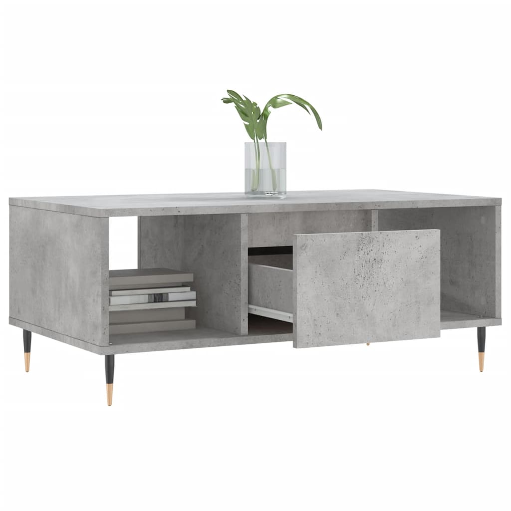 betonszürke szerelt fa dohányzóasztal 90x50x36,5 cm